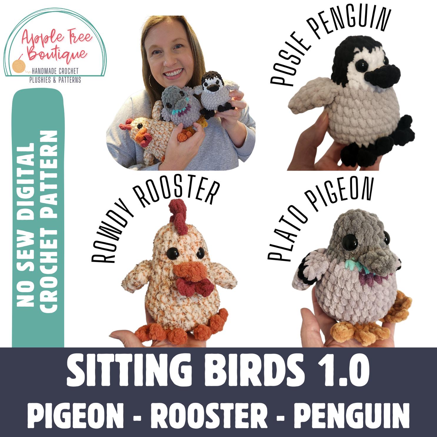39 Rooster Crochet Patterns to Add Farmhouse Charm to Your Home Decor 21 Sitting Birds Crochet