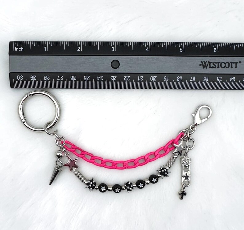 Hot Pink Boot Chain Charm, Punk Boot Jewelry, Spike Bead Chain, Zipper ...