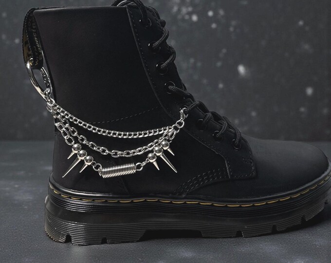 Punk Spike Boot Chain • Silver Goth Boot Accessory • Rave Festival ...