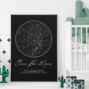 Baby Geschenk Sternenkarte Poster Kundenspezifisches Babynamengeschenk Personalisiertes Kinderzimmerdekor, Geburtsgeschenk, Nachthimmeldruck, Sternendruck, Muttertag