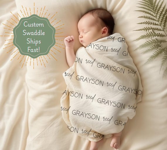 Personalized Baby Blanket Swaddle, Custom Name Infant Wrap