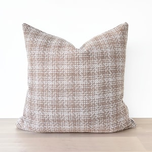 Brown Throw Pillow Cover, Brown Designer Pillow Cover, Natural Linen Pillow, Woven Textured Pillow, Brown Modern Farmhouse Pillow, 18x18