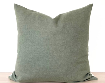 Green Throw Pillow Cover, Green Heavyweight Linen Pillowcase, Sage Green Throw Pillow Cover, Sage Green Cushion Cover