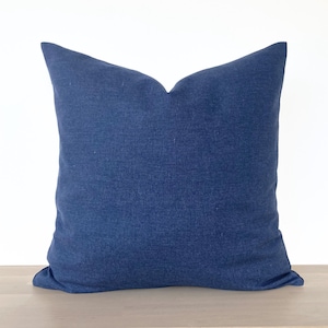 Navy Blue Pillow Cover, Solid Marine Blue Solid Pillow Cover, Nautical Blue Linen Throw Pillow Cover, Dark Blue Linen Throw Pillow Cover
