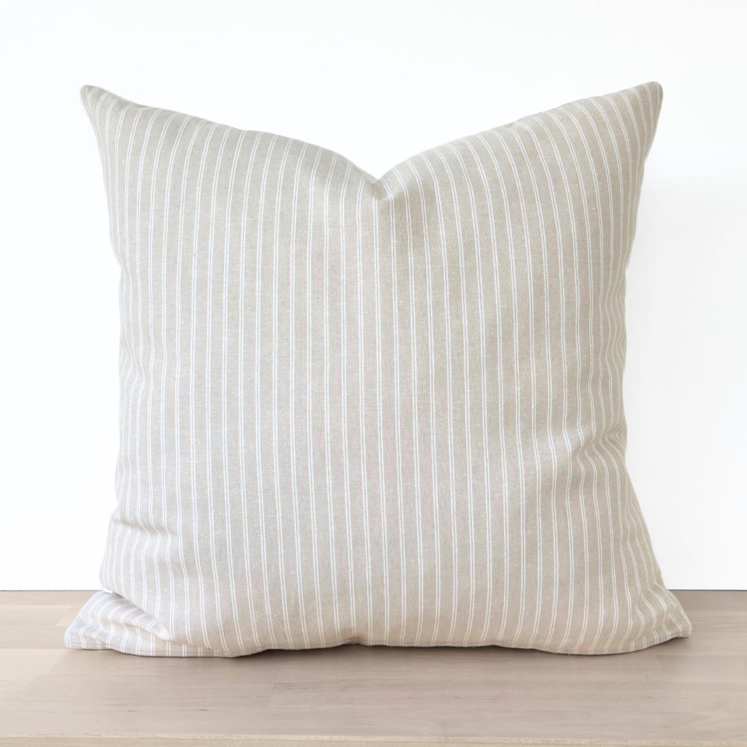 Image result for Beige Striped Pillow Cover, Neutral Linen Pillow, Beige White Striped ...