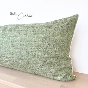 Green Long Lumbar Pillow Cover Bed, Green Long Throw Pillow Cover, Green Oversized Kingbed Lumbar, Green Queen bed Lumbar, 14”x36”