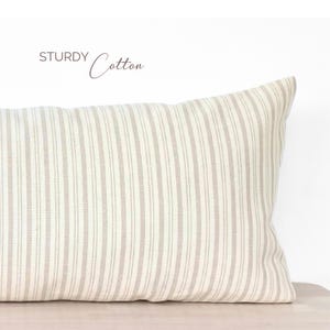 Long Bed Lumbar Pillow Cover, Tan Beige Striped Lumbar Pillow, Tan Striped Long Throw Pillow, Neutral Beige Kingbed Oversize Lumbar 14x36