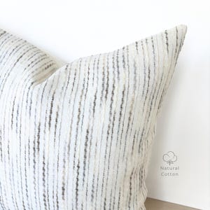Ivory Pillow Cover, Neutral Striped Pillow Cover, Textured Striped Pillow Cover, Woven Textured Cream Pillow 18x18