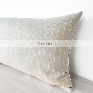 Bed Long Lumbar Pillow Cover, Cream Striped KingBed Lumbar, Textured Long Throw Pillow, Woven Heavy Cotton, Neutral Farmhouse Pillow, 14x36