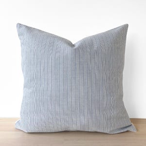 Coastal Blue Striped Throw Pillow Cover, Ticking Blue Striped Pillow, Light Blue Striped Pillow Cover, Modern Coastal Pillow Cover