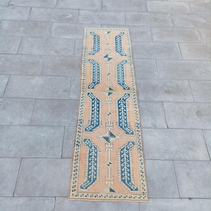 Handmade Turkish Wool Runner Rug: Antique Oushak Entryway Rug (2x6 FT)