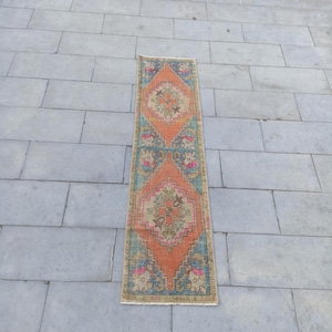 Handmade Wool Turkish Rug: Vintage Oushak Short Runner (1.7x6 FT)