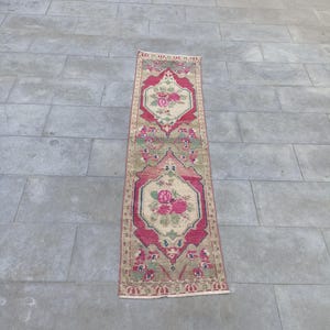 Handmade Wool Turkish Oushak Rug: Vintage Entryway Runner (1.7x5.10 FT)
