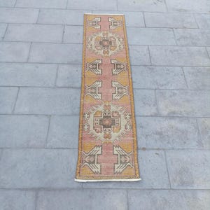 Handmade Wool Turkish Runner Rug: Vintage Entryway Decor (1.7x6.1 FT) Skinny Runner