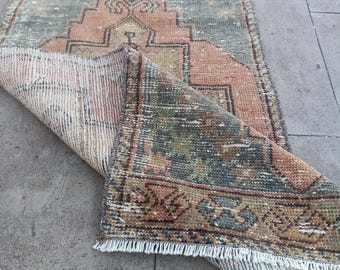 Turkish Rug Runner, Handmade Wool, Vintage, Kitchen Hallway Bedroom Runners, Home Decor, 1"7x6"5 FT
