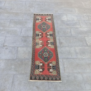 Vintage Turkish Wool Runner Rug: 2x6 Oushak Style, 2x6 Short Runners