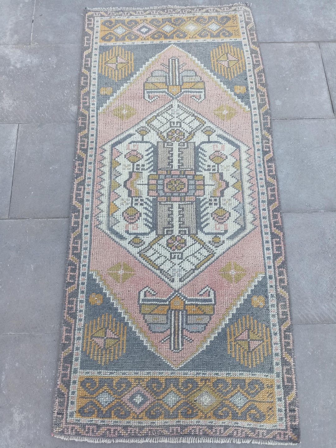 2x4 Rug,pink, White Rug,2x4 Turkish Rug,vintage Small Rug,2x4 Oushak ...