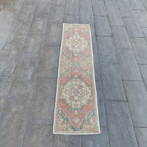 Vintage Turkish Oushak Runner Rug: Handmade Wool Kitchen Rug (1.8x6.2 Ft)