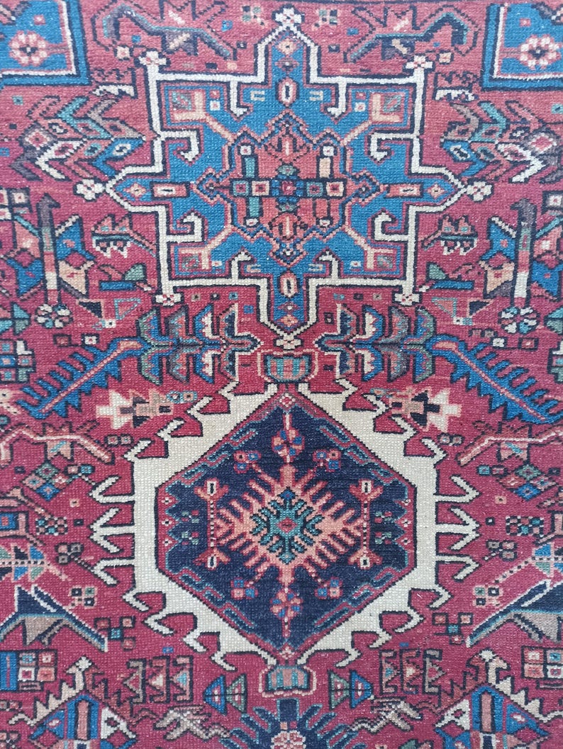 Antique Persian Heriz Karajah Rug Runner, 3x14 Hallway Kitchen Corridor ...