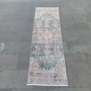 Vintage Turkish Wool Runner Rug: Handmade Oushak Entryway Carpet (2x6.4 Ft)