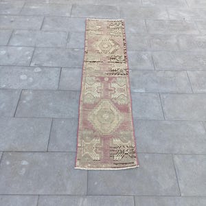 Handmade Wool Oushak Rug Runner: 2x6 Vintage Turkish Entryway Rug