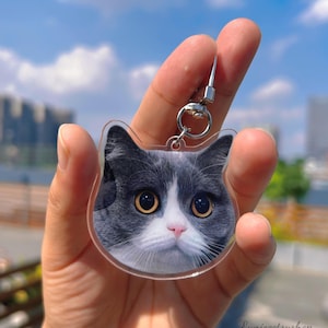 Porte-clés personnalisé pour animal de compagnie, Porte-clé chat, Porte-clé chien, Porte-clé personnalisé avec photo d'animal de compagnie, Porte-clé acrylique, Impression de logo polychrome sur les porte-clés