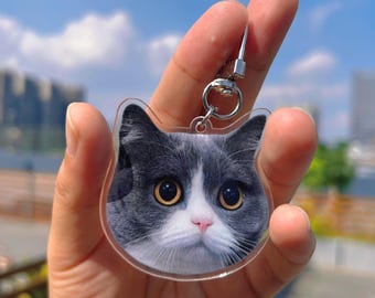 Custom Pet Keyring, Cat Keychain, Dog Keychain, Personalized Pet Photo Keychain, Acrylic Keychain, Full Color Logo Printing On Keychains