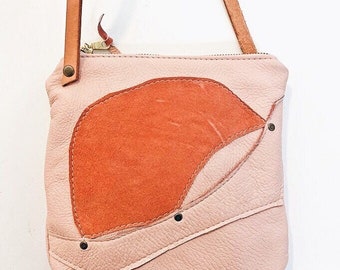 SUMMER SALE -> Small Pink Leather Purse with long strap | Crossbody Bag