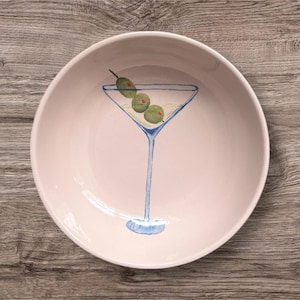 Handbemalter Keramikteller - Martini Glass Design