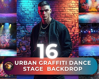 Sfondo per palco di street dance, sfondo graffiti, poster di danza, sfondo per palco, poster hiphop, sfondo per danza, poster di danza digitale, studio di danza