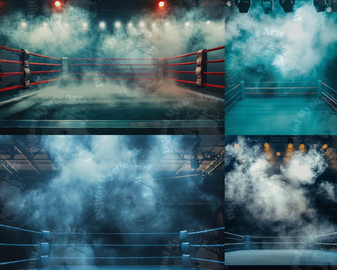 Dramatic Boxing Ring Background Boxing Stage Digital Backdrop Smoke ...