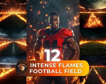 Football Background with Fire Sport Photography Football Stadium Wallpaper Soccer Stadium Banner Football Digital Backdrop Sport background