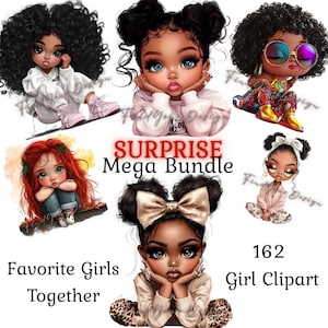 MEGA BUNDLE -162 Favorite Girls Together Clipart. DPI- 12 X 12 inch -No Background-Digital download-digital clipart-digital stickers