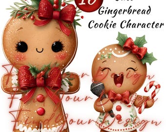 16 niedliche Weihnachtslebkuchen-Plätzchen-Clipart-Set, lustige Feiertags-Plätzchencharaktere, PNG, kein Hintergrund, 2000*2000px, 300 dpı