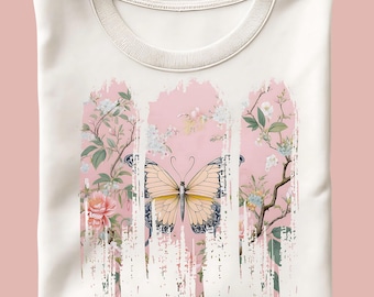1 Chinoiserie-Butterfly Themed T-shirt Pattern-300 dpı -4000*4000 px -Digital download