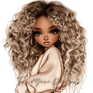 10 lindas y geniales imágenes prediseñadas de chicas afroamericanas, 300 DPI, 12 x 12 pulgadas, sin fondo, descarga digital, imágenes prediseñadas digitales, pegatinas digitales