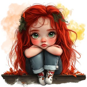 15 imágenes prediseñadas de niña triste - 300 DPI - Sin fondo - 12 x 12 pulgadas - Sin fondo - ¡No es un producto físico! - Descarga digital