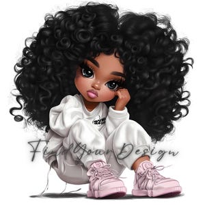 15 Cute Afro Girl Clipart-300 DPI- 12 X 12 inch -No Background-Digital download-digital clipart-digital stickers