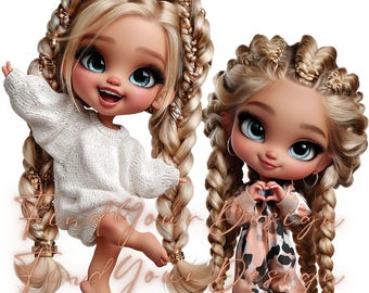20 Adorable Girl Character Set-300 DPI- 2000*2000 pixel -No Background-Digital download-digital clipart-digital stickers