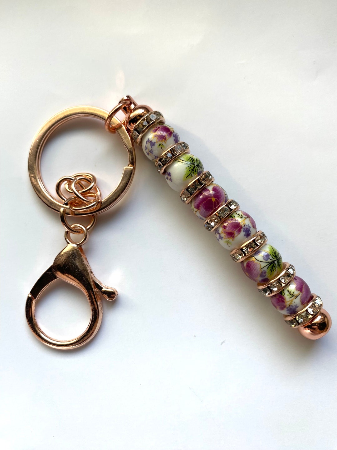 Rohee Keychain Rose Gold Beaded Keychain - Etsy