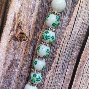 White beaded keychain