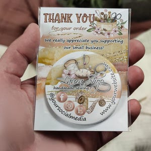 Magnete di ringraziamento per piccole imprese / Inserti pacchetto personalizzati / Note di apprezzamento / Carta cliente / Scheda inserto pacchetto / Apri, Specchio