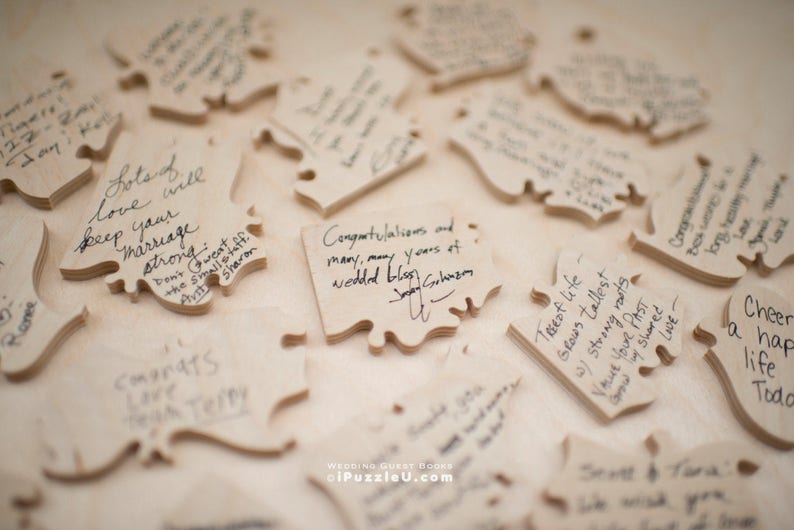 Libro degli ospiti di nozze puzzle, 30 pezzi di legno, usa la tua foto immagine 4