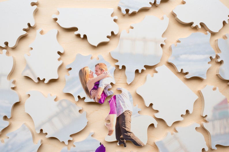 Libro degli ospiti di nozze puzzle, 30 pezzi di legno, usa la tua foto immagine 1