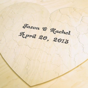 Puzzle Wedding Guest Book, 40 Wood Pieces, Choose a Shape image 1