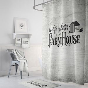 Rustic Farmhouse Shower Curtain Optional Set