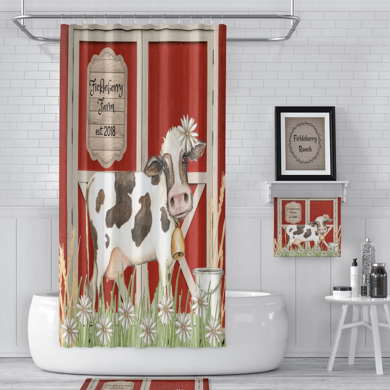 Shower Curtain Cow Shower Curtain Farmhouse Bathroom Etsy