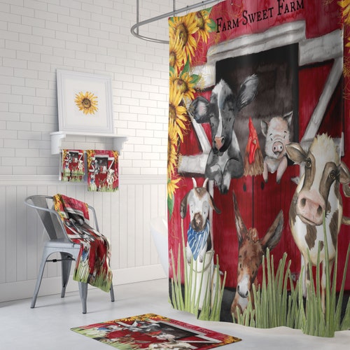 Personalized Farmhouse Shower Curtain Rustic Country Bathroom Etsy