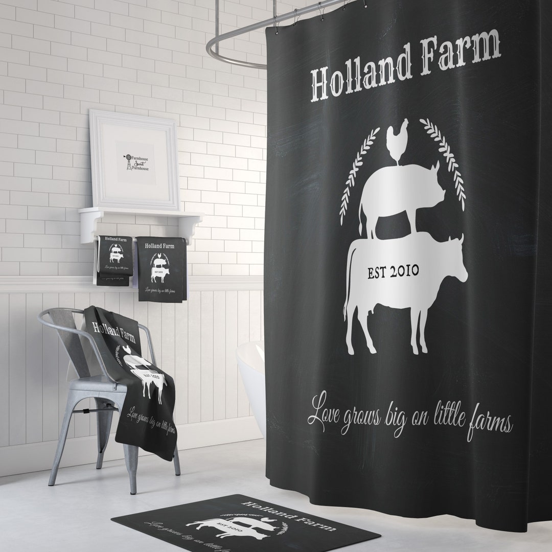 Personalized Farmhouse Shower Curtain Rustic Country Bathroom Decor ...
