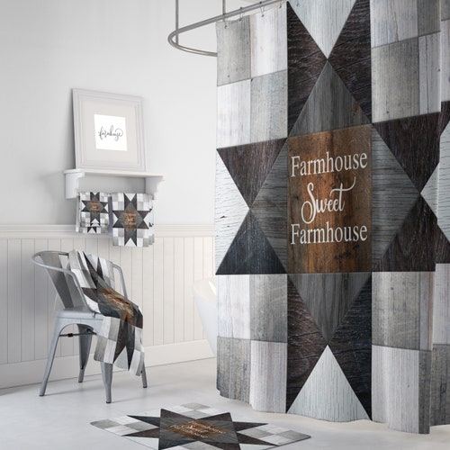 Personalized Farmhouse Shower Curtain Rustic Country Custom Etsy